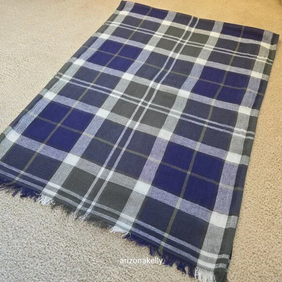 NWOT Barbour Linen/Cotton Plaid Scarf Lightweight Preppy - Picture 8 of 12